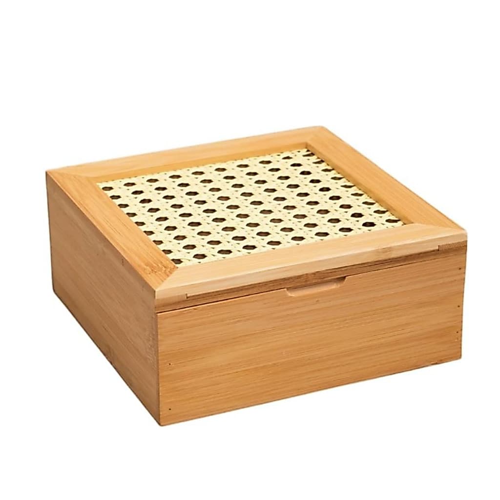 Caixa Decorativa de Palha Indiana e Bambu 4 Nichos - Oikos