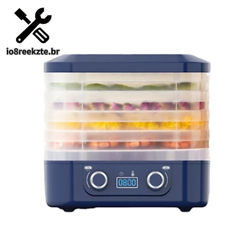 Secador De Alimentos Elétrico Inteligente De 5 Camadas 360 ° Circulação De Ar Quente Secagem Função Temporização Carne P