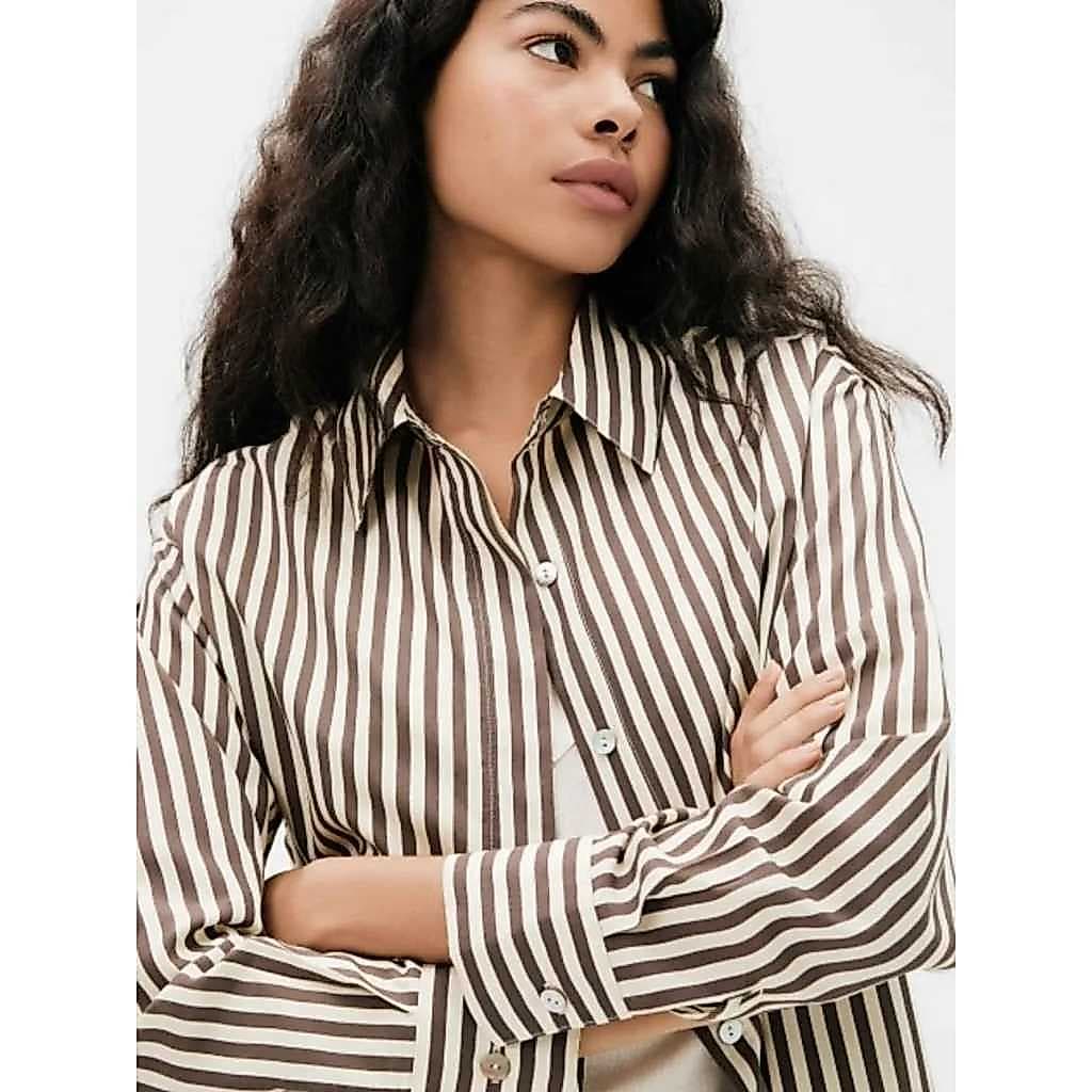 Camisa Social Feminina listrada /Blusa Social Feminina Crepe Listrada - Elegância e Conforto para seu Dia a Dia