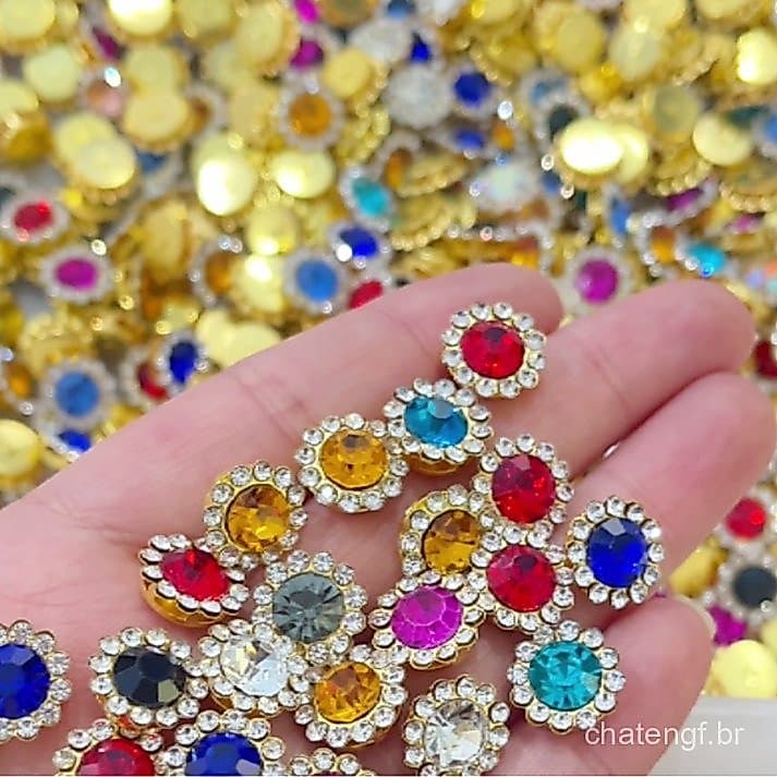 100 Peças De Cristal Redondo Costurado Em Strass Para Acessórios De Vestuário De Roupas DIY