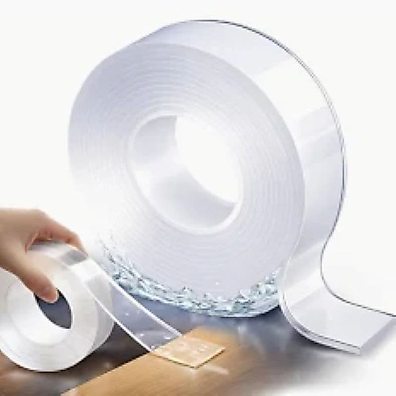 Fita Dupla Face Nano Gel Extra Forte Lavável Reutilizável Transparente Multiuso Alta Fixação Parede Vidro Madeira