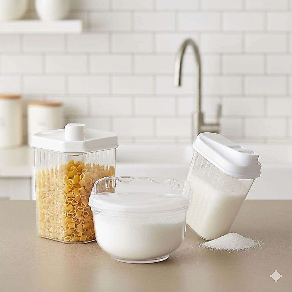Kit Farinheira + Açucareiro + Saleiro Todos Em Cristal Resistente Organização Cozinha E Mesa Posta