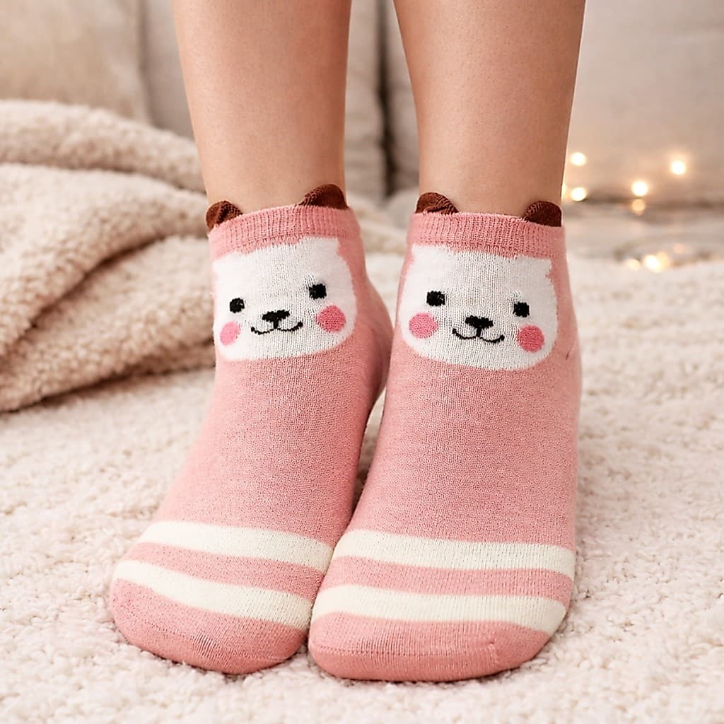 12 Pares De Meias Femininas Super Finas Confortáveis De Bichinhos Estampas Variadas 35-40