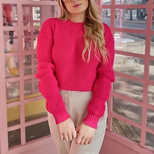 Blusa feminina detalhe na manga larguinha elegante Tricot grossa inverno estilosa manga longa