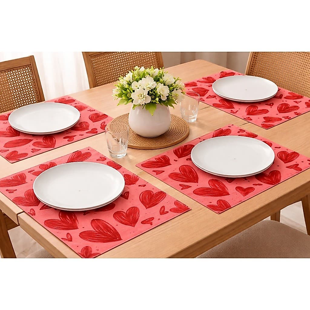Jogo Americano Premium 4 Peças em Tecido Sublimado Namorados| Mesa Posta Elegante | Jogo Americano Moderno