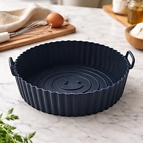 Forma de Silicone para Air Fryer Redonda Preta Padrão 20cm