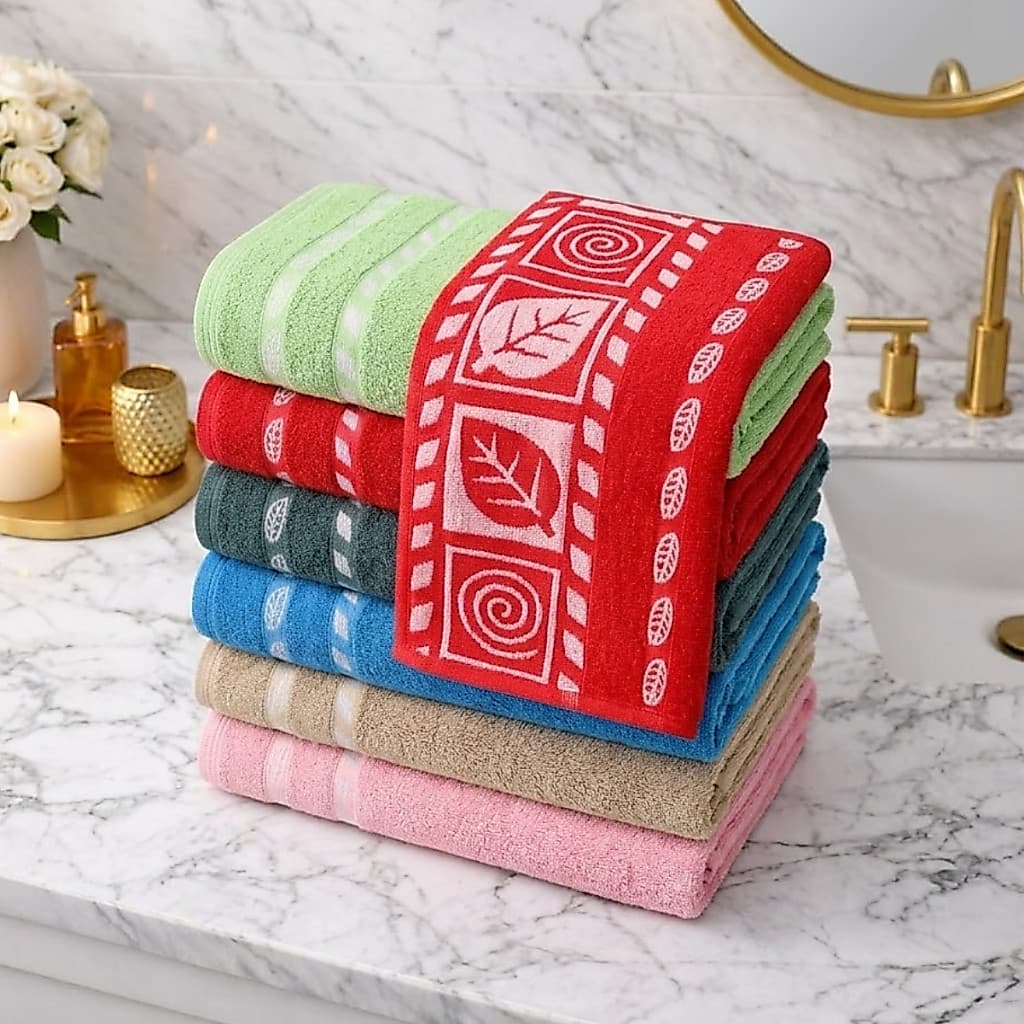 Kit 04 ou 02 Toalhas De Banho Folha Jacquard Gigante Grossa - Felpuda 75 X 1,40