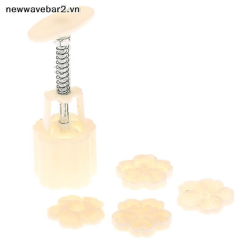 Newsandrainnew 4 Pçs/Set Mooncake Mold Flor De Cerejeira Flores Padrão Selos Mão Imprensa Molde Êmbolos Ferramentas De P