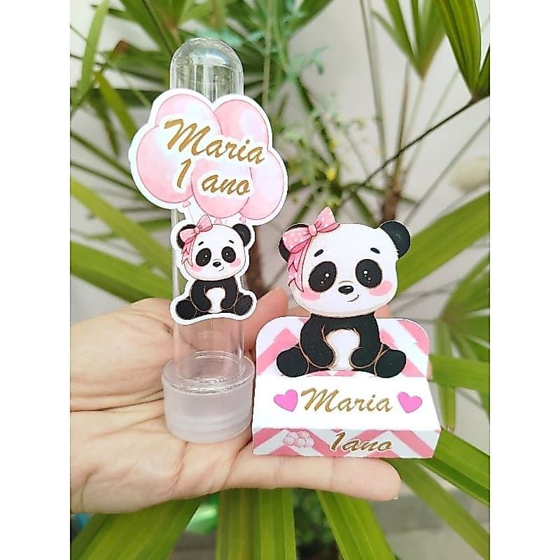 KIT TUBETE E PORTA BIS DUPLO PANDA LAÇO ROSA.