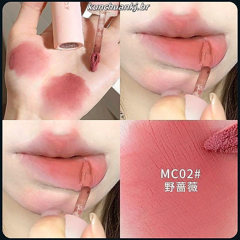 Bom coreano!Criação de musculação concurso menina fosco macio névoa creme labial branco fosco veludo não parece linhas l