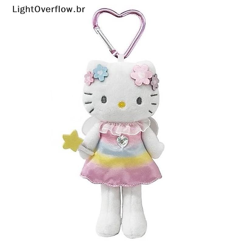 [LightOverflow] Chaveiro De Brinquedo De Pelúcia De Perna Longa Hello Kitty Pele Preta Sanrio Kt Elf Cat Boneca Macia Pi