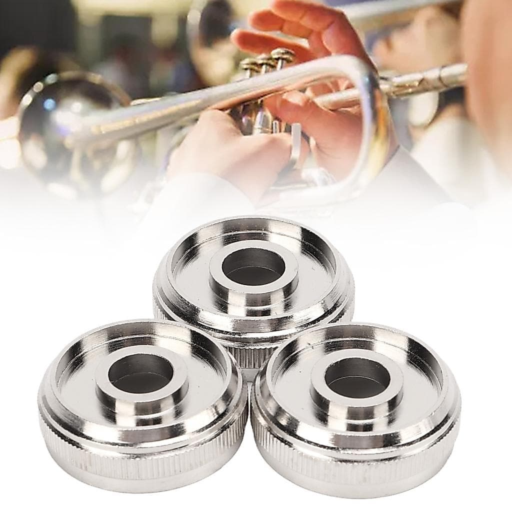 3 pçs tampa da válvula trompete metal prata parafuso pistão para substituição acessórios de instrumento musical