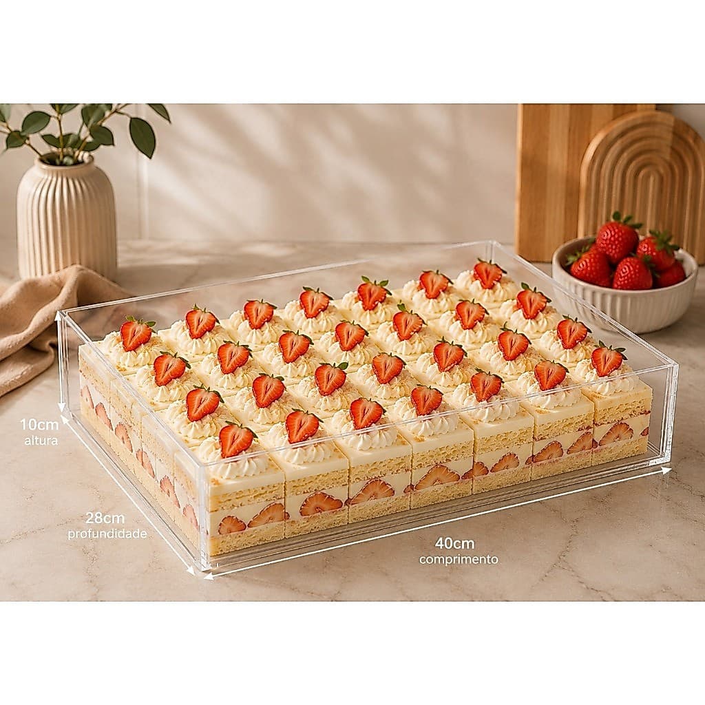 Forma Retangular dobrada Slice Cake 40x28x10 Acrílico Premium Fatia Perfeita Bolo Confeitaria