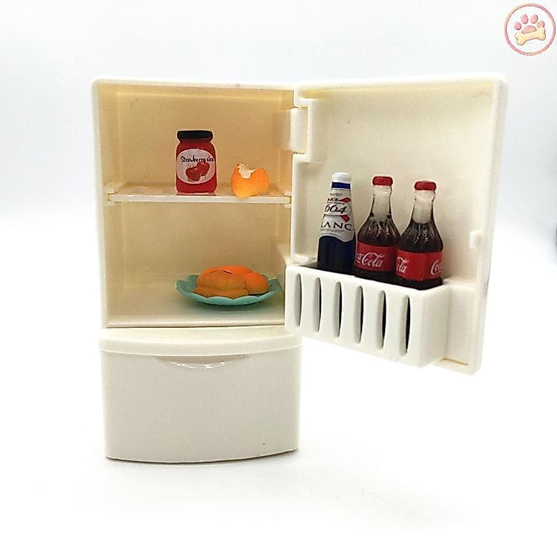 Carro Casa De Bonecas Em Miniatura Cozinha Branco Madeira Geladeira Freezer Crianças Brinquedo Quente