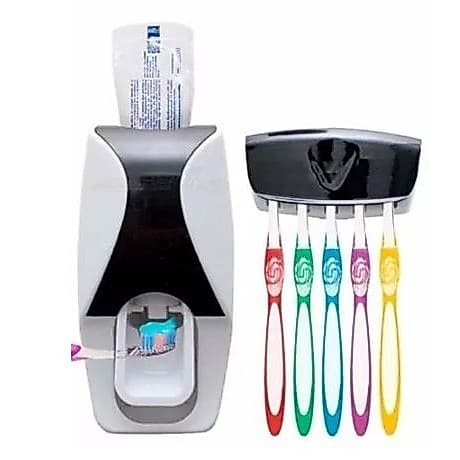 Dispenser Aplicador Creme Dental Pasta Dente Suporte Escovas Branco