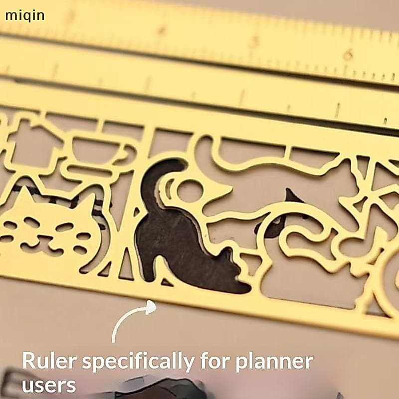 1Pc Mini Gato Dupla Face Régua Marcador De Medição Durável Para Diário Planejador Notas Viagem Uso Do Escritório