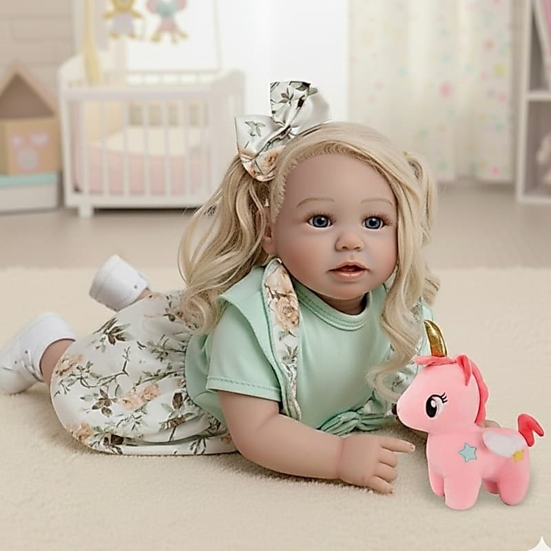 Bebê Reborn Loira New Happy Boneca de Silicone