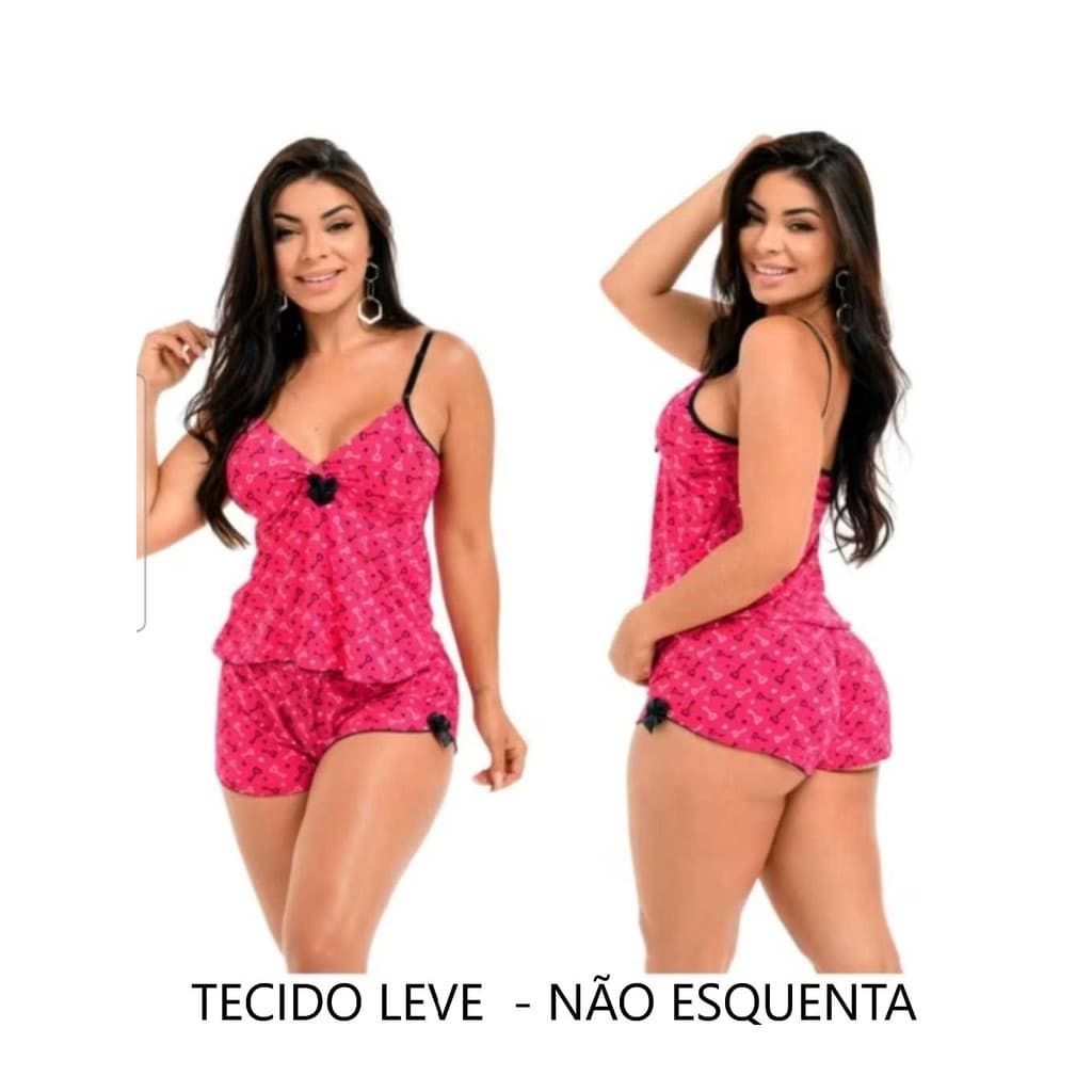 Pijama Feminino Baby Doll Liganete Confortável Alça Short Verão LF033
