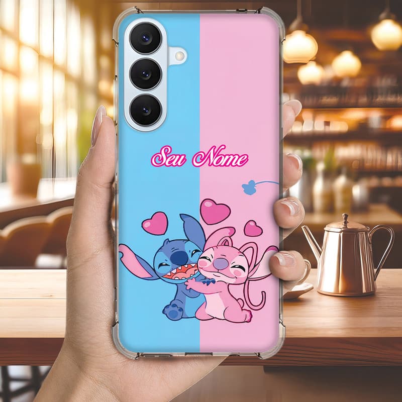 Capa Capinha GALAXY A23 A22 A21 A20 A16 A15 A14 A13 A12 A11 Anti-impacto Personalizada geek STITCH azul nome (3502)