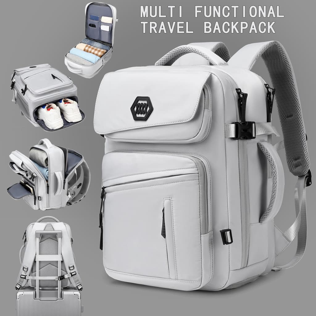 Mochila para Notebook Mochila de Viagem Impermeável Reforçada Multifuncional Unissex com Compartimento para Sapatos