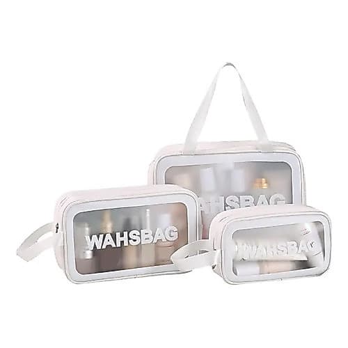 Kit3 Necessáires Feminina Maquiagem Cosméticos Viagem Praia Camping Da Loja Infor Cor Branco Desenho Do Tecido Liso
