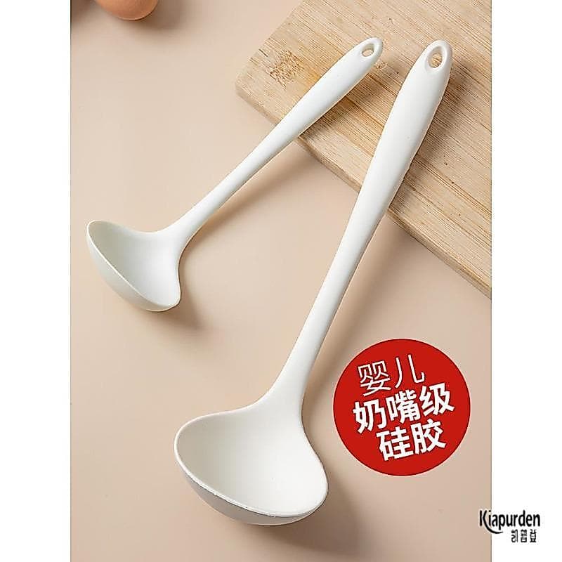 Colher de sopa doméstica, resistente a altas temperaturas, Silicone de qualidade alimentar, colher antiaderente, alça lo