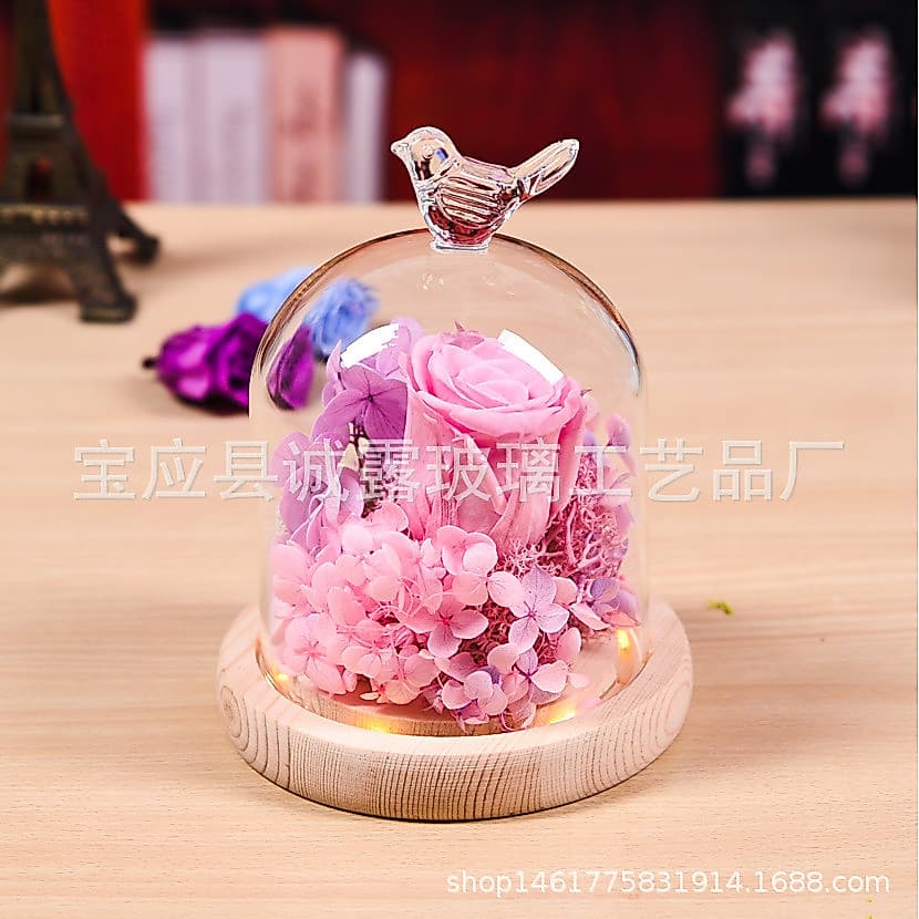 Flor preservada capa de vidro transparente arco superior Anti-poeira Micro paisagem ornamentos figura cerâmica macia bon