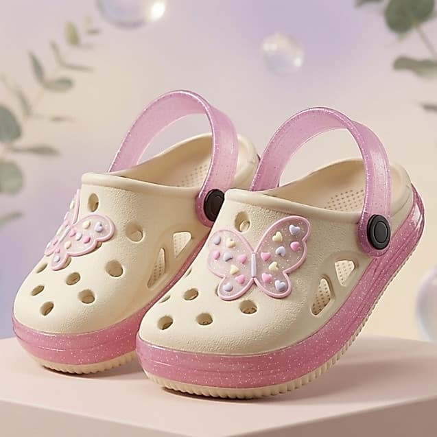 Babuche A1 Feminino Sandália Fachetada Borboleta Glitter Meninas Delicadas Leve Macio e Confortável