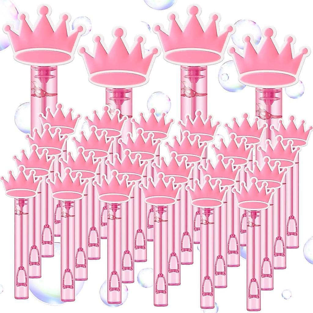 24 Varinhas de Bolhas em Forma de Coroa de Princesa, Decorações para Festas com Tema de Bruxa e Princesa, Decoração de A