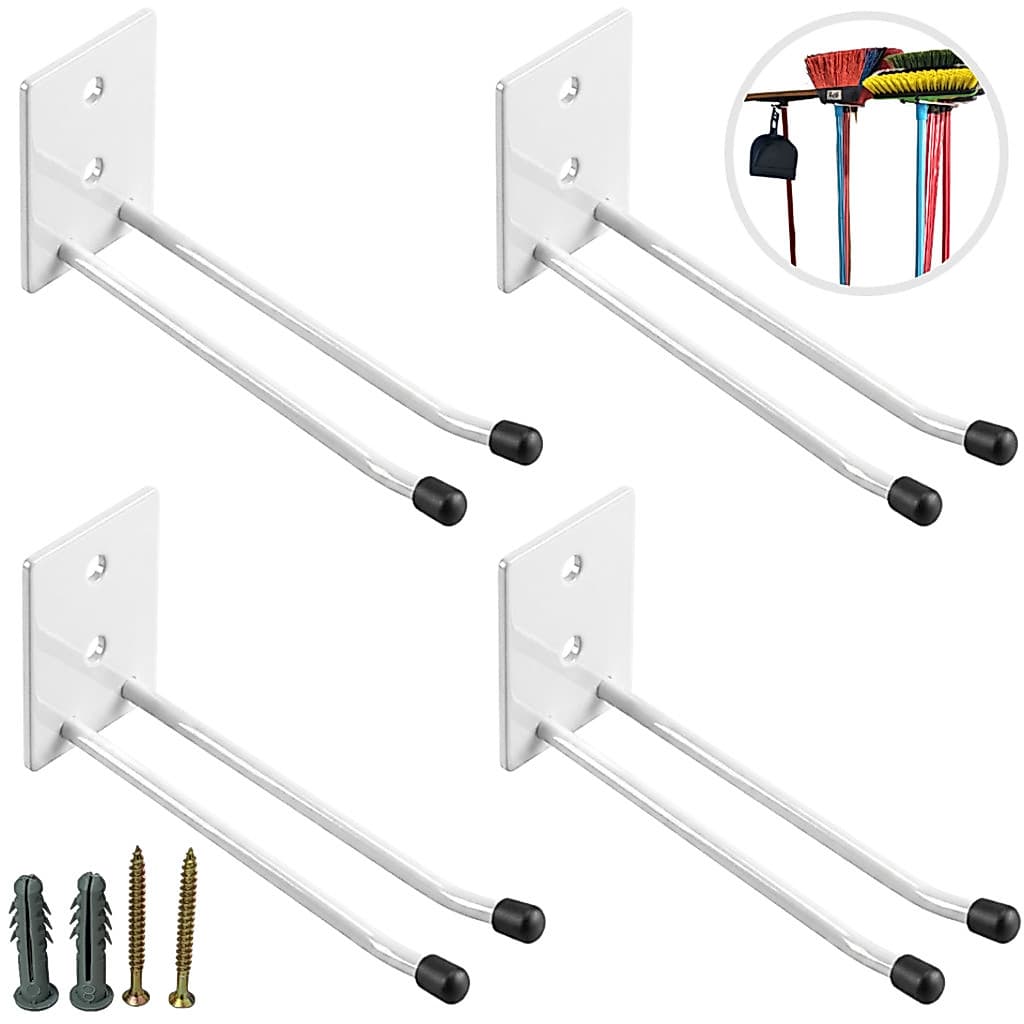 4 Suporte Porta Vassouras Rodos de Parede Organizador 30cm com Parafusos e Buchas