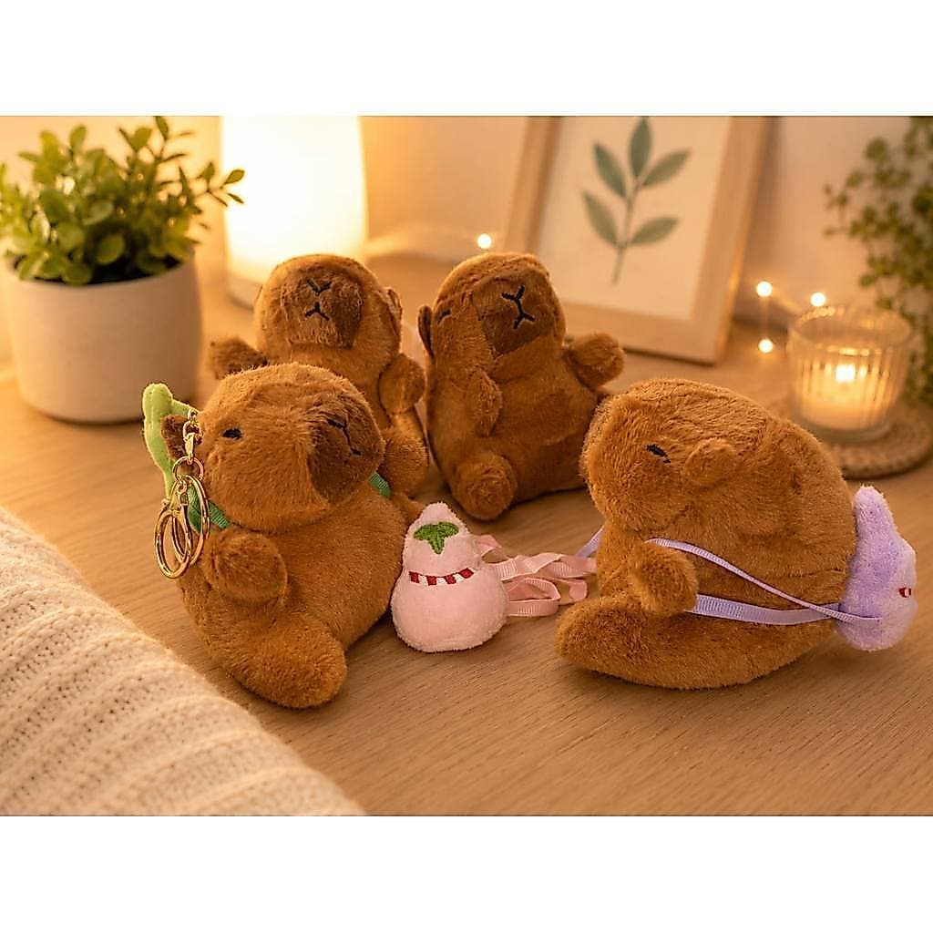 Boneca Capivara de Pelúcia com Pingente – Acessório Fofo para Mochila, Bolsa e Presentes  decorativa
