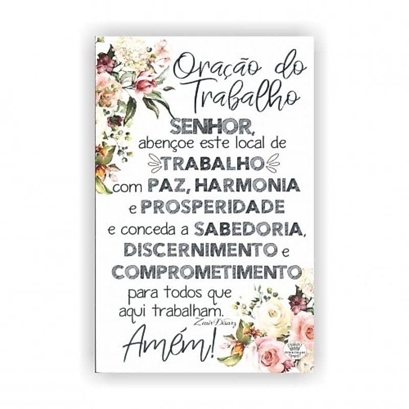 PLACA QUADRO DECORATIVO 20X3O ORAÇÃO DO TRABALHO BEGE