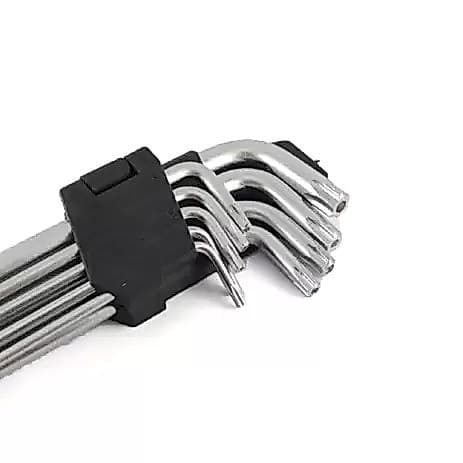 Jogo Chave Torx Aço Tipo L LONGA 9 Peças T10-t50 Vanadio PROFISSIONAL