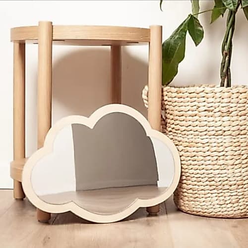 Espelho para Quarto Infantil Núvem MDF Laminado Acrílico Espelhado Decoração Parede Inquebrável Leve