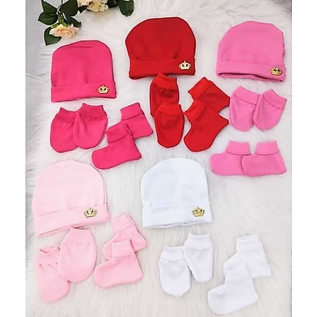 kit com 3 peças touca luva e sapatinho menina ou menino infantil bebê p m g  recém nascido criança menino BEBE INFANTIL