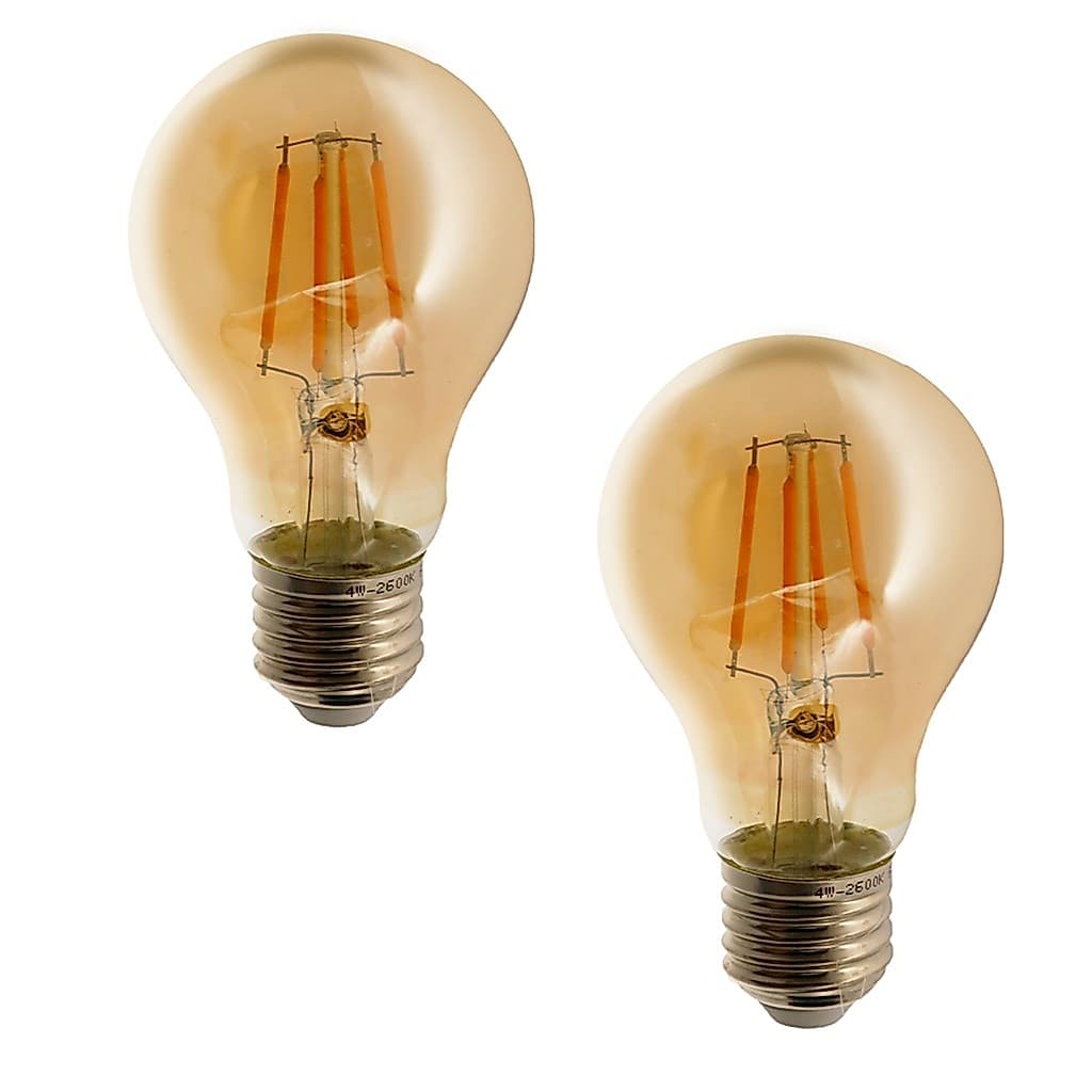 Kit 2 Lâmpada Led Bulbo Vintage Retrô Filamento Quente A60