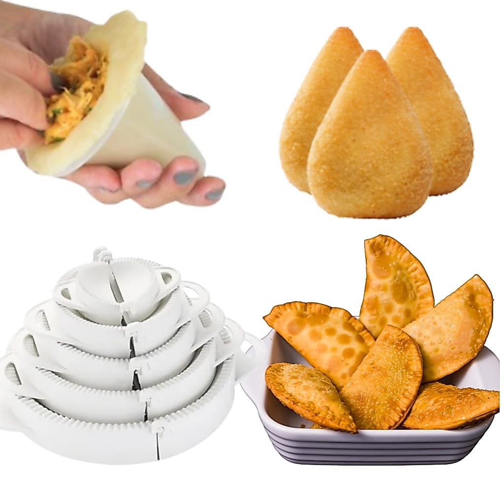 Kit Forma de Coxinha 3 Tamanhos e Forma Molde Pastel Salgados Risole 5 Tamanhos