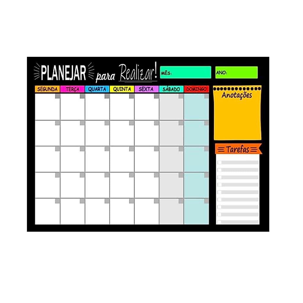 Lousa -Planner Planejamento Mensal lindo Acompanha uma Caneta - Tamanhos P-M-G a escolher