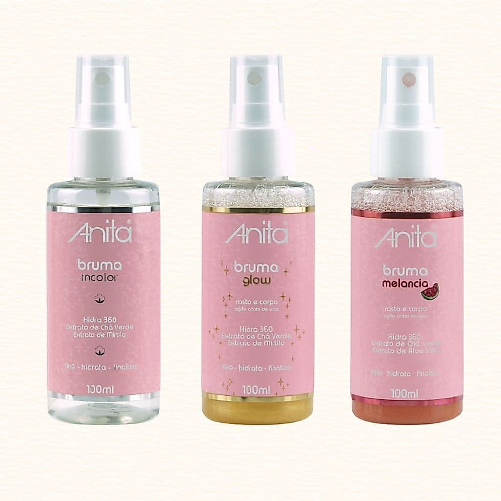 Kit Brumas Faciais Anita Cosméticos - Fixadora, Glow e Melancia