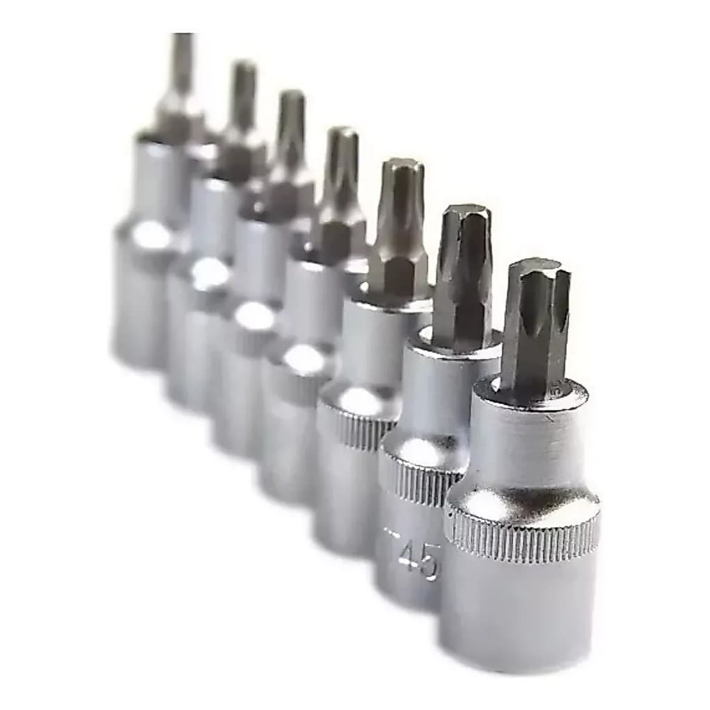 Jogo Soquete Bits Torx 1/2 Pol T20 A T55 7 Peças Crv 1 Linha