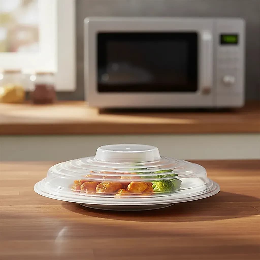 Tampa de Micro-ondas Transparente 26cm – Protetora, Resistente e Prática