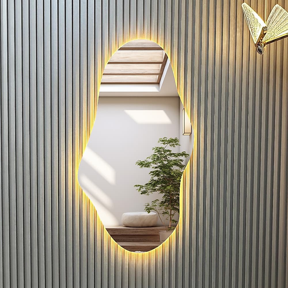 Espelho Orgânico Corpo Inteiro 1.10x60cm Lapidado com LED À PILHA ou FONTE