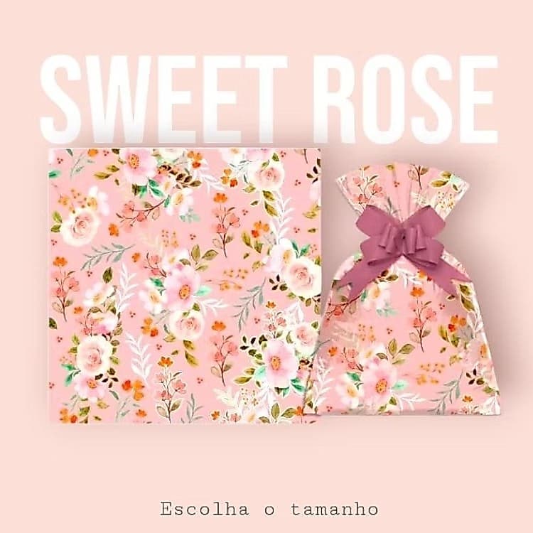 Saco para presente feminino florido sweet rose marca GALA kit ou a unidade (não acompanha o laço)
