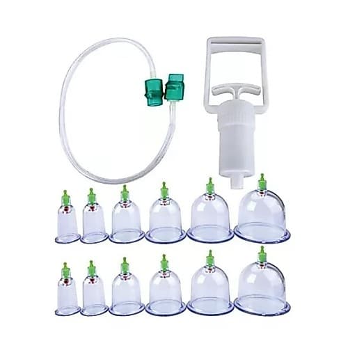 Kit Ventosa Terapia 12 Ventosas Copo Massoterapia + Bomba e mangueira