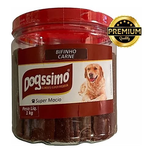Petisco Bifinho Palito Dogssimo Sabor Carne 1kg Muito Macio Saboroso Irresistível