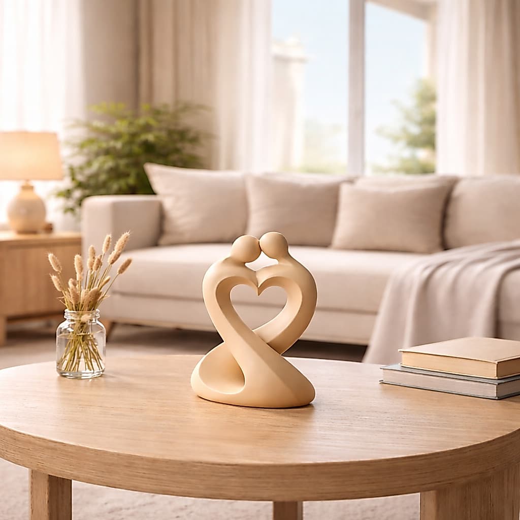 Escultura Casal Coração - Decoração Elegante Romântica - Presente Especial - Design Vazado