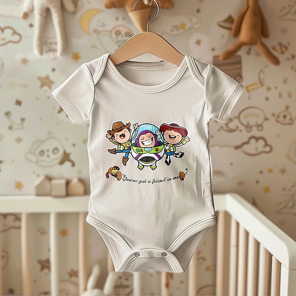 Body Infantil Confortavel | Amigos do Espaço e Faroeste Toy Story Chibi Woody Jessie Buzz