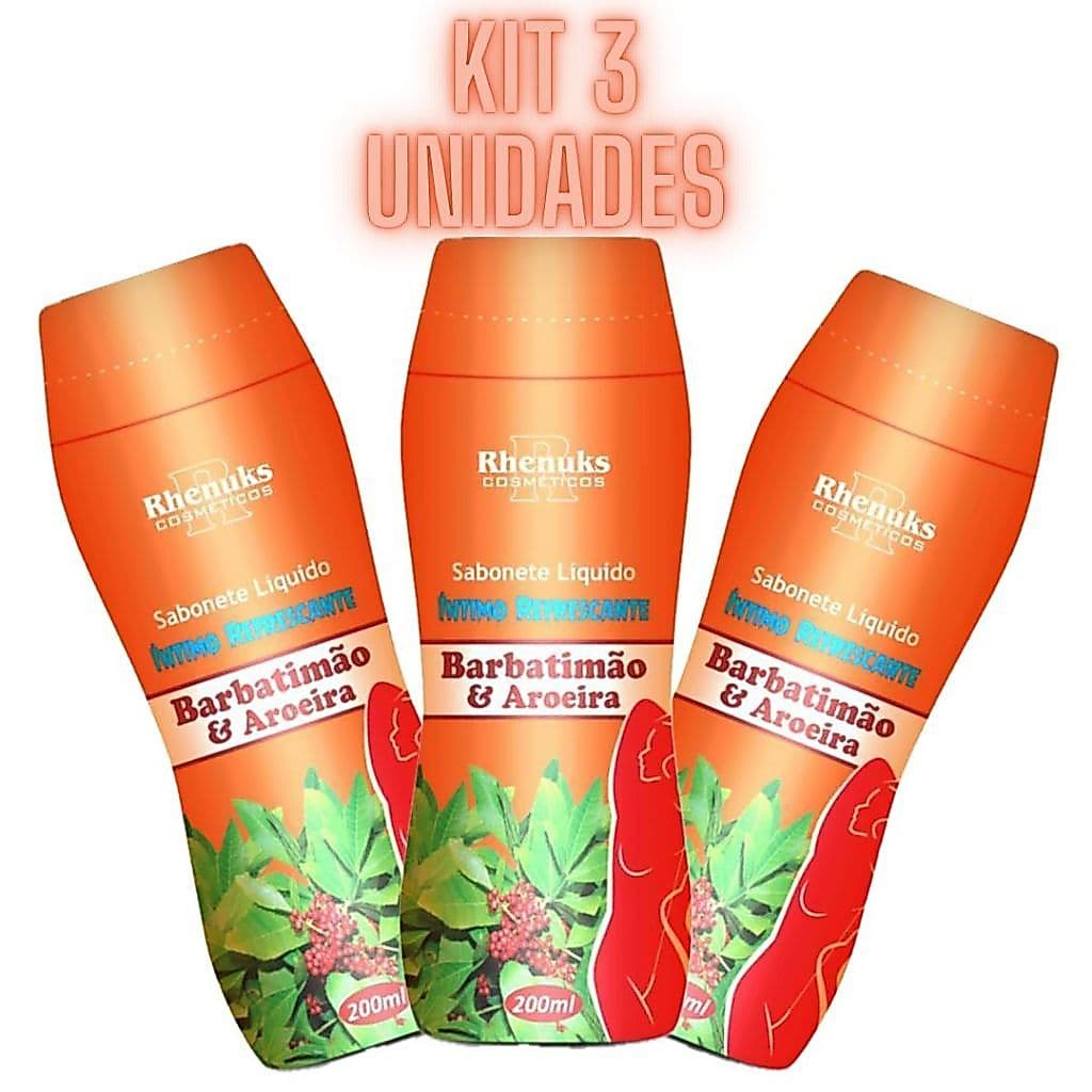 Kit 3 Sabonete Íntimo Refrescante Barbatimão & Aroeira 200ml Cada