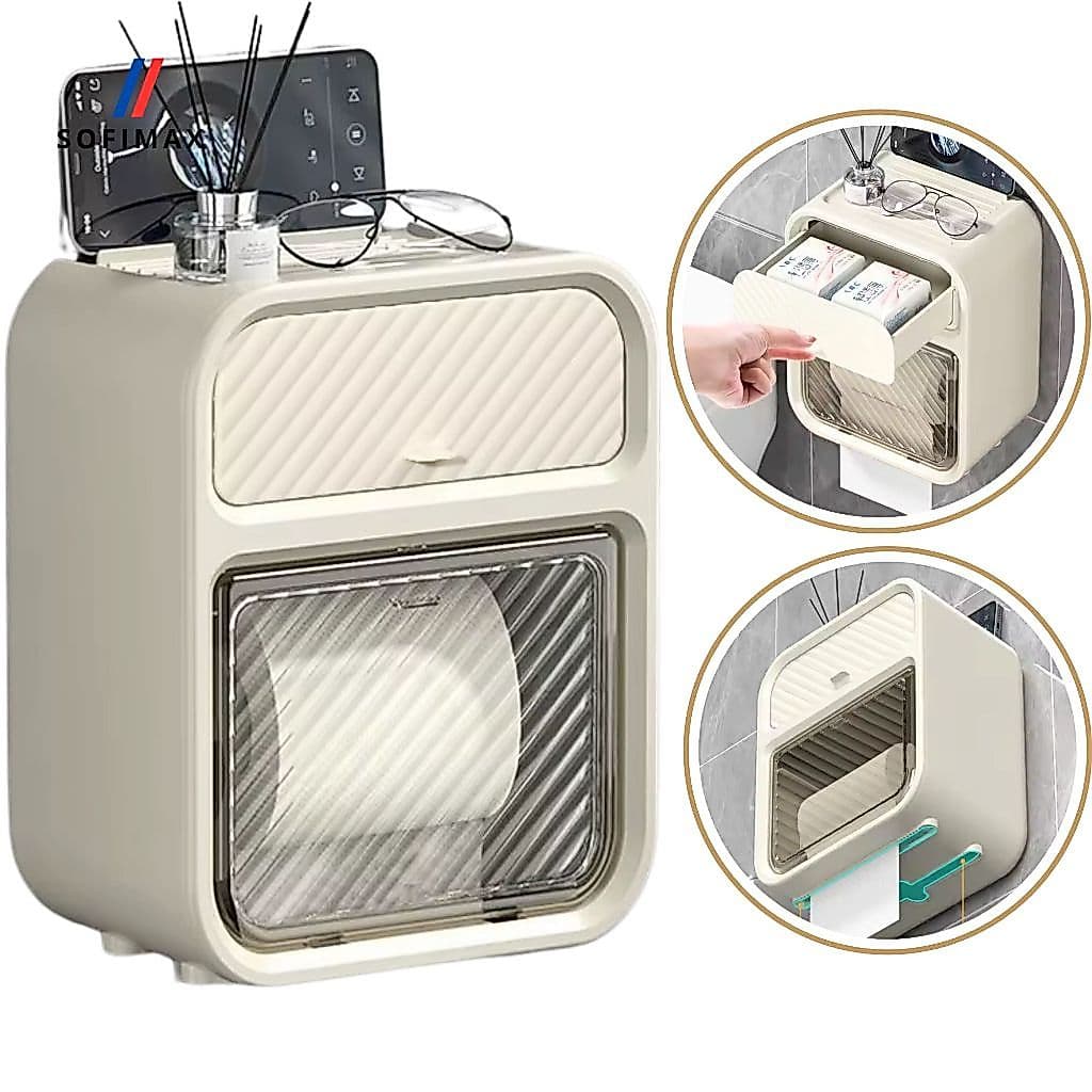 Organizador Dispenser Porta Suporte Papel higiênico Banheiro Adesivo sem furo Autocolante Parede