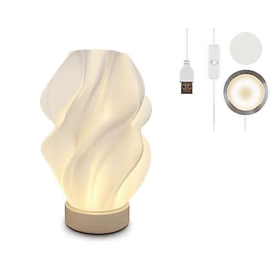 Luminaria De Mesa Usb Moderna Luxo Com Led Branco Quente Bege Branco 127v